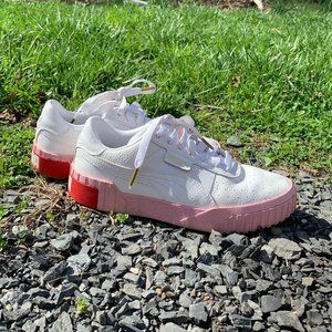 Puma Cali White Leather Sneakers | Oversized logo sole | Size 9 Womens